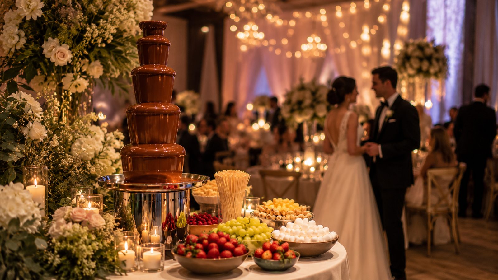 Boda con fuente de chocolate